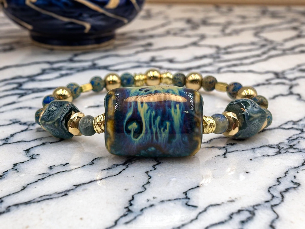 Blue Willow - Single Cuff Bangle
