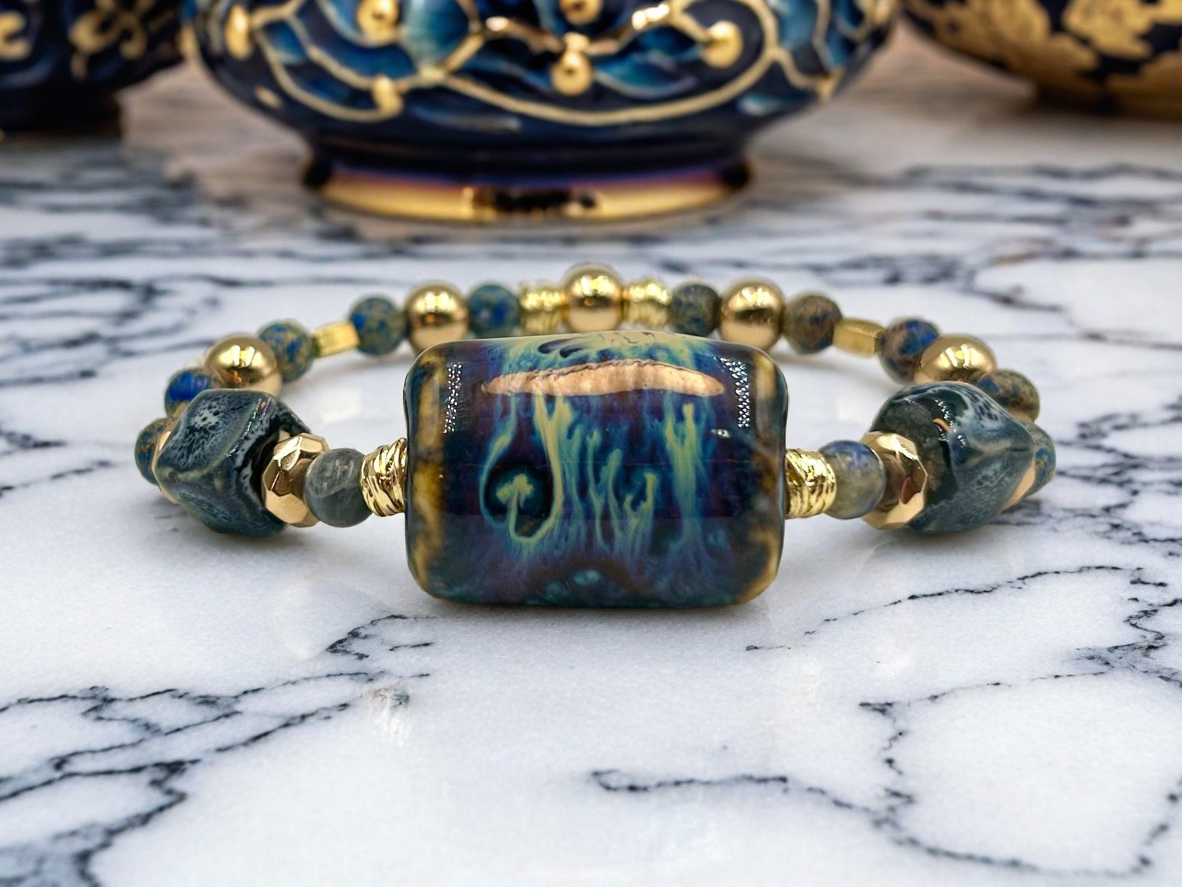Blue Willow - Single Cuff Bangle