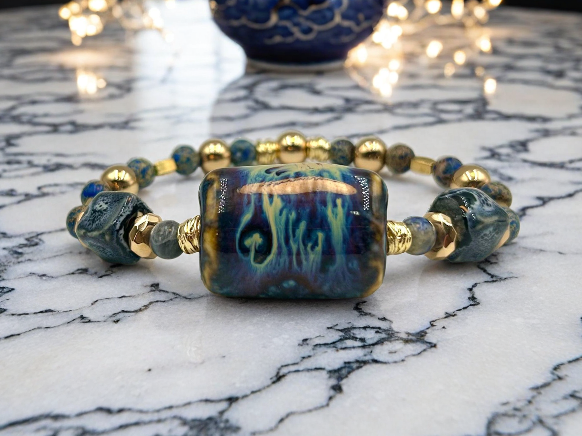 Blue Willow - Single Cuff Bangle