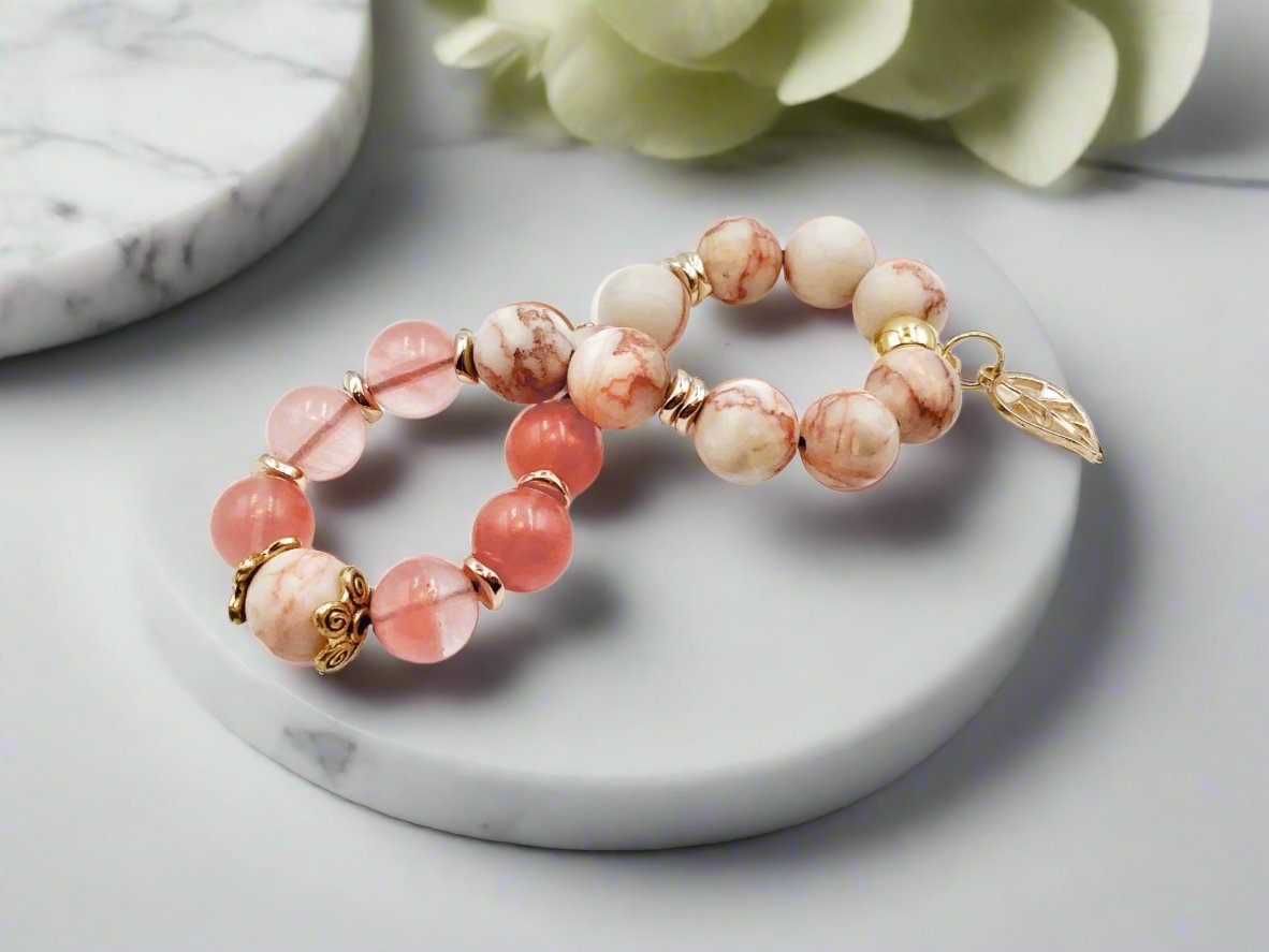 Unakite & Jade - Single Strand Bracelet