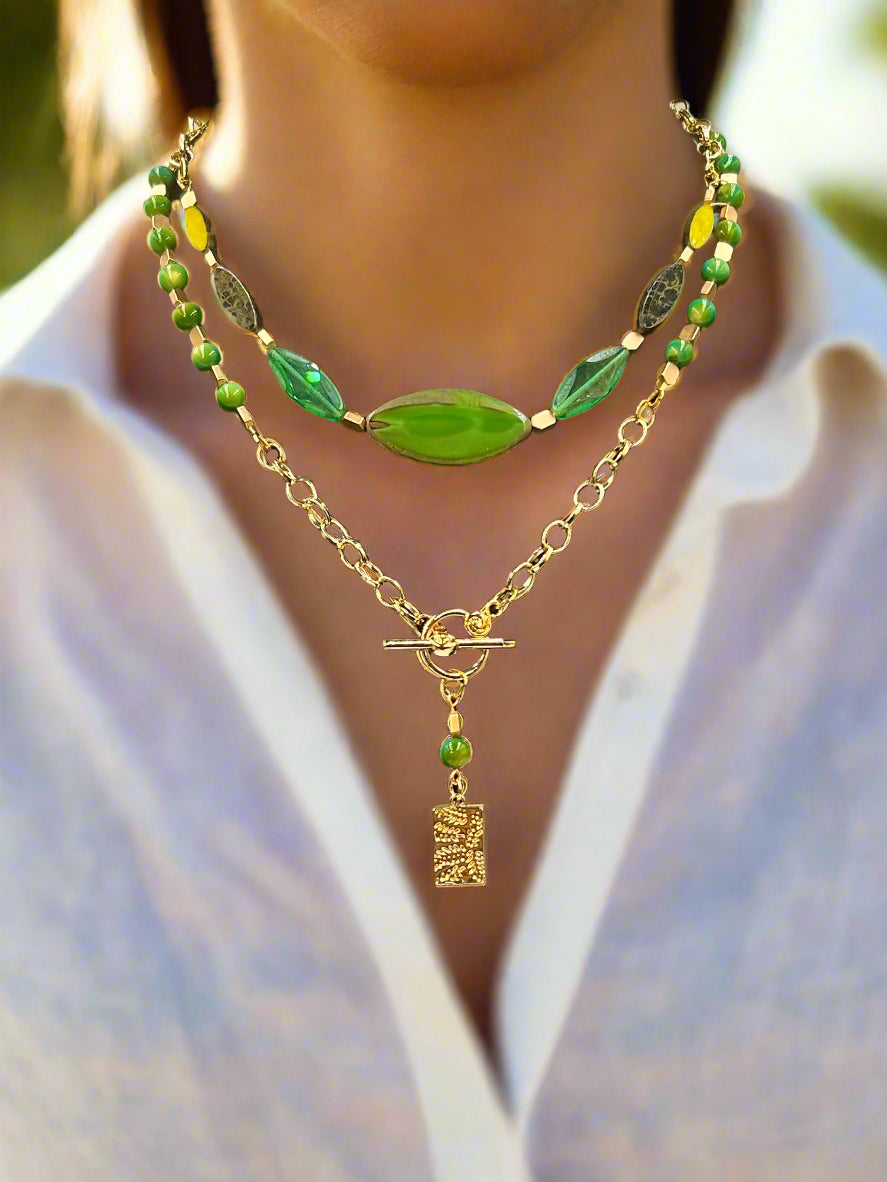 Emerald Tide - Beaded Chain Necklace