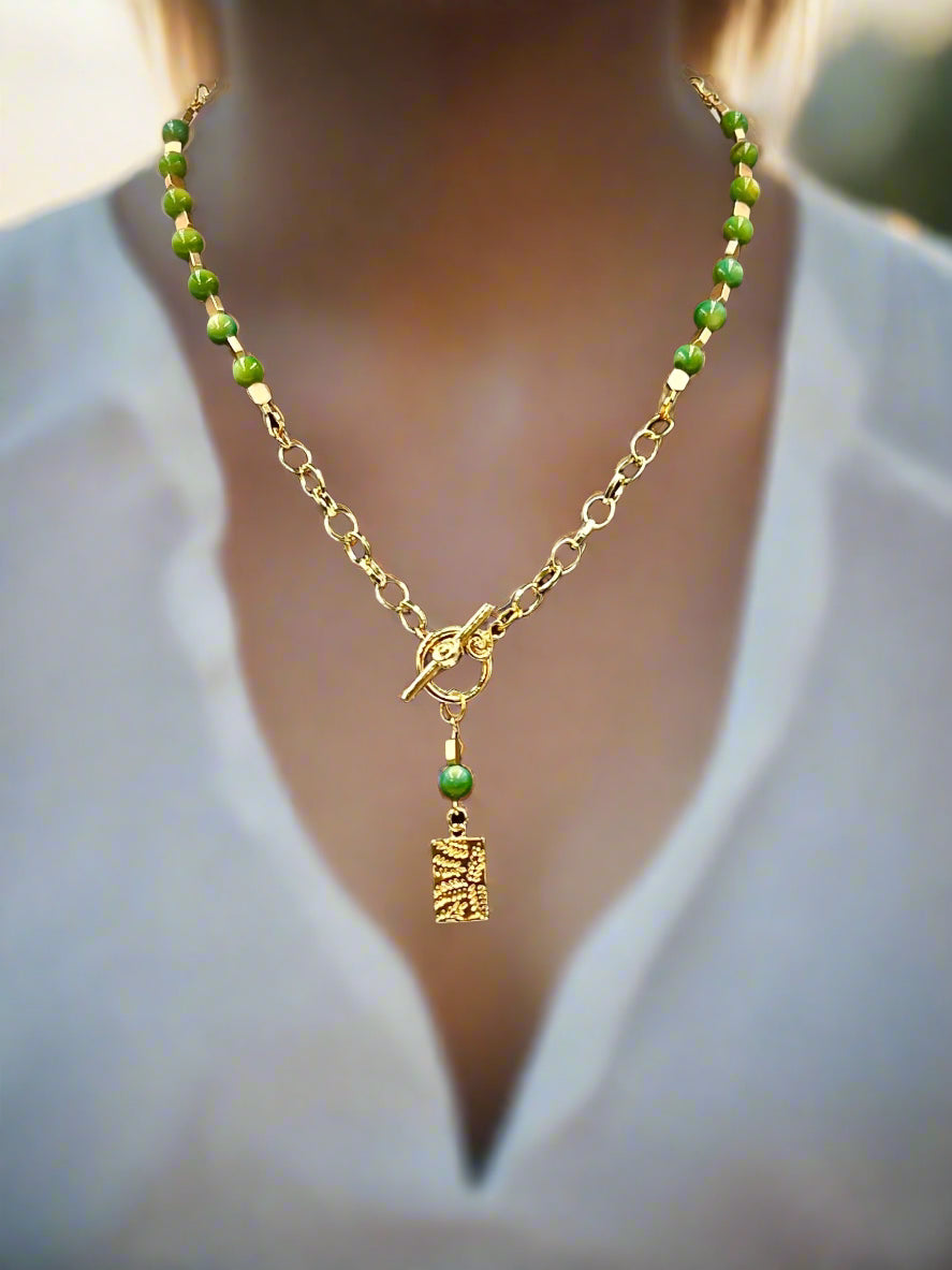 Emerald Tide - Beaded Chain Necklace