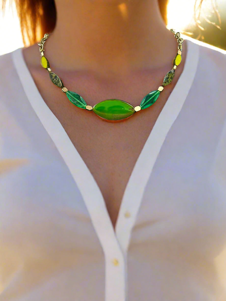 Emerald Tide - Beaded Chain Necklace