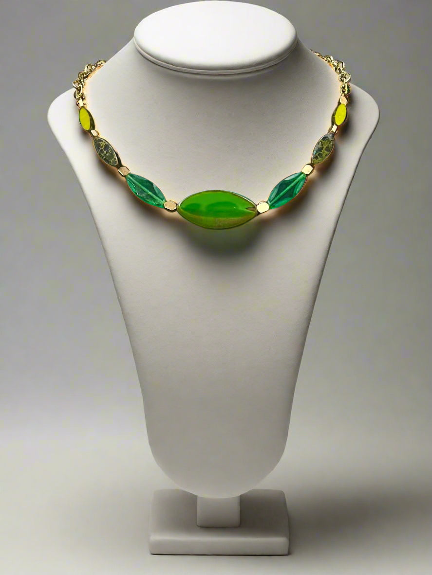 Emerald Tide - Beaded Chain Necklace
