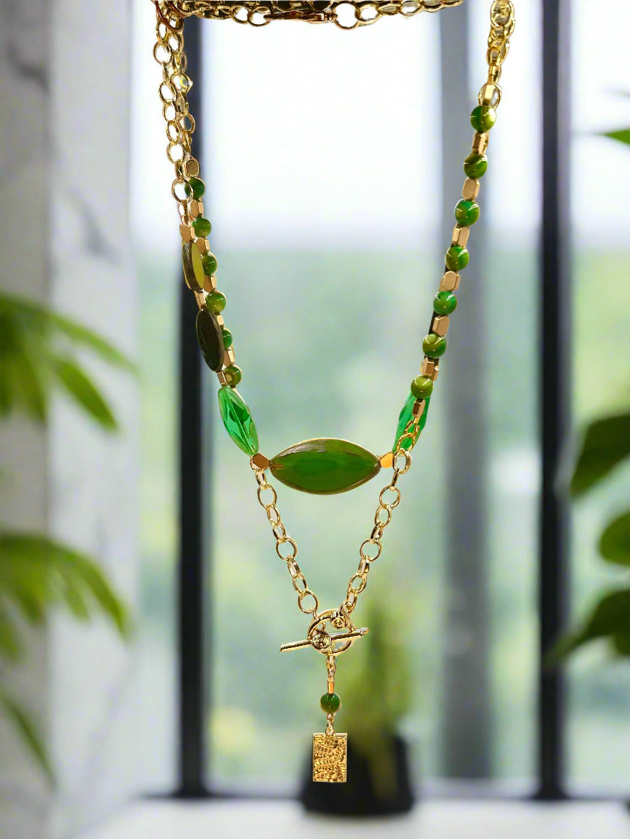 Emerald Tide - Beaded Chain Necklace