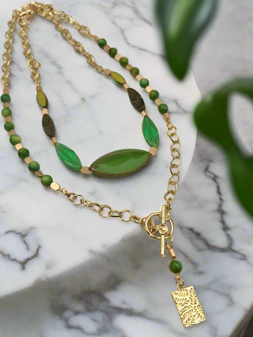 Emerald Tide - Beaded Chain Necklace