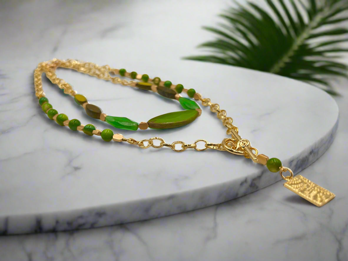 Emerald Tide - Beaded Chain Necklace