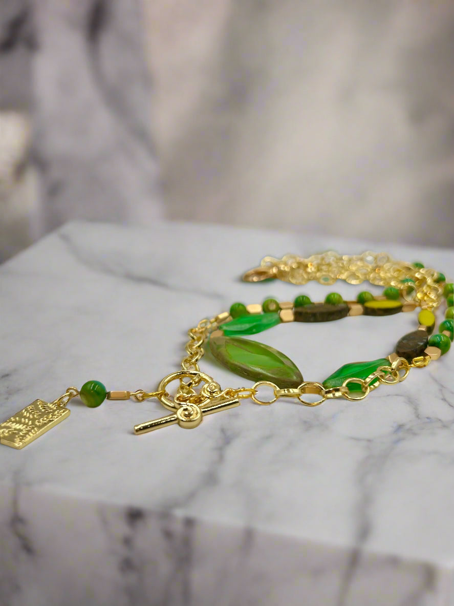 Emerald Tide - Beaded Chain Necklace