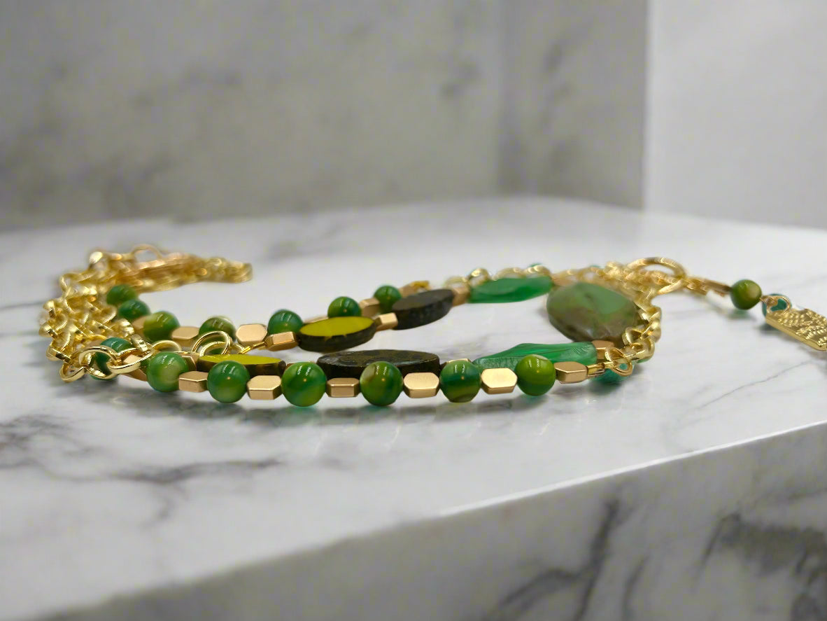 Emerald Tide - Beaded Chain Necklace
