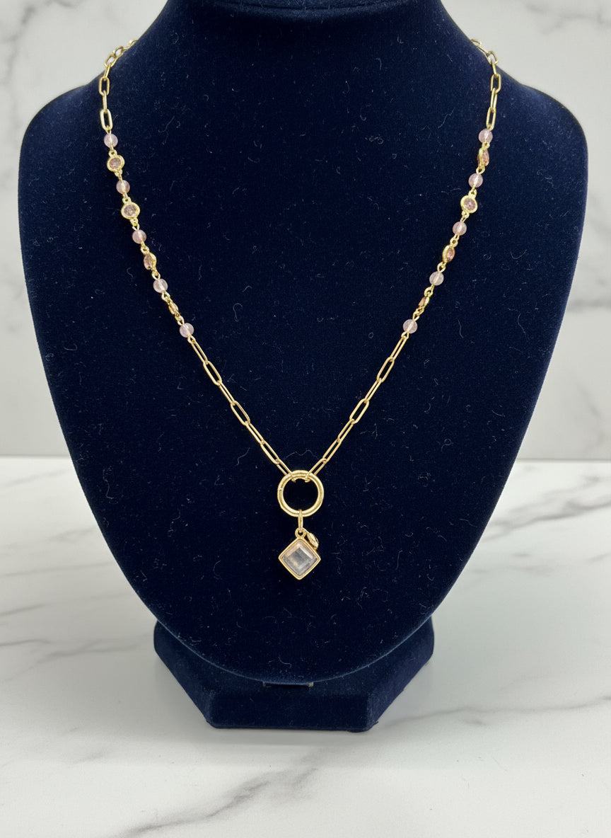 Pink Champaign - Beaded Chain Necklace