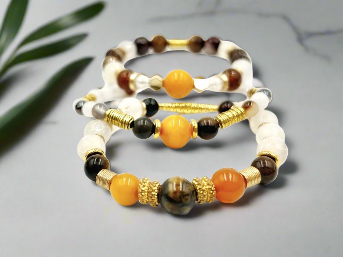 Amber on Ice - 3 Piece Bracelet Set