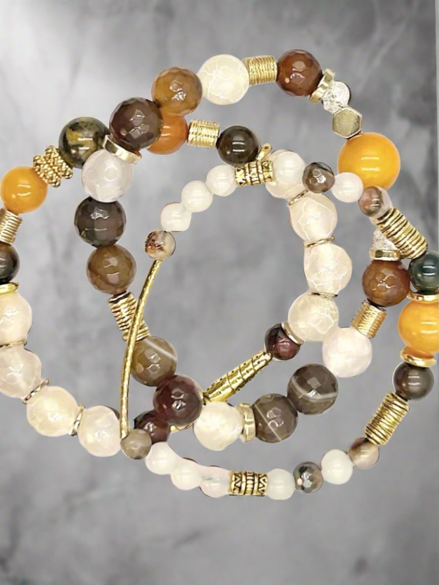 Amber on Ice - 3 Piece Bracelet Set