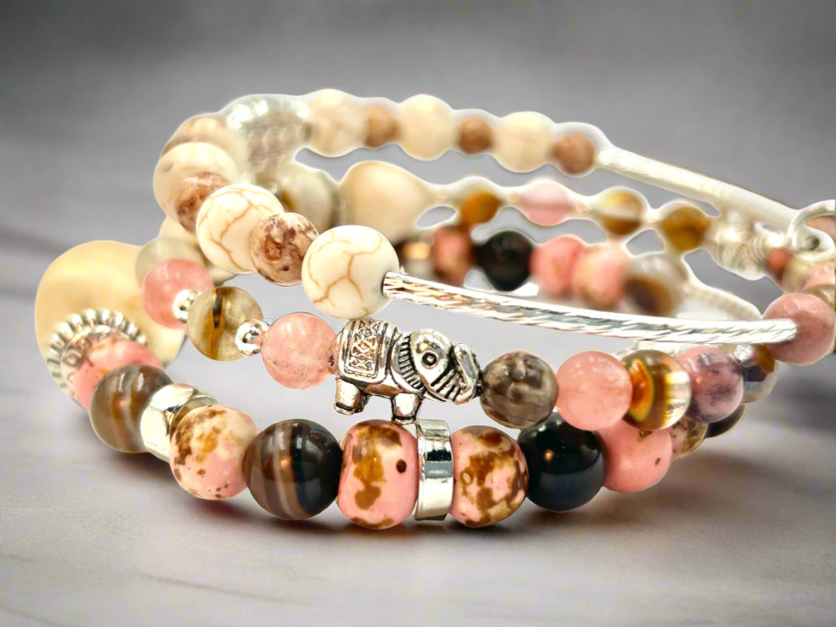 Earthy Pinks - Memory Wrap Bracelet