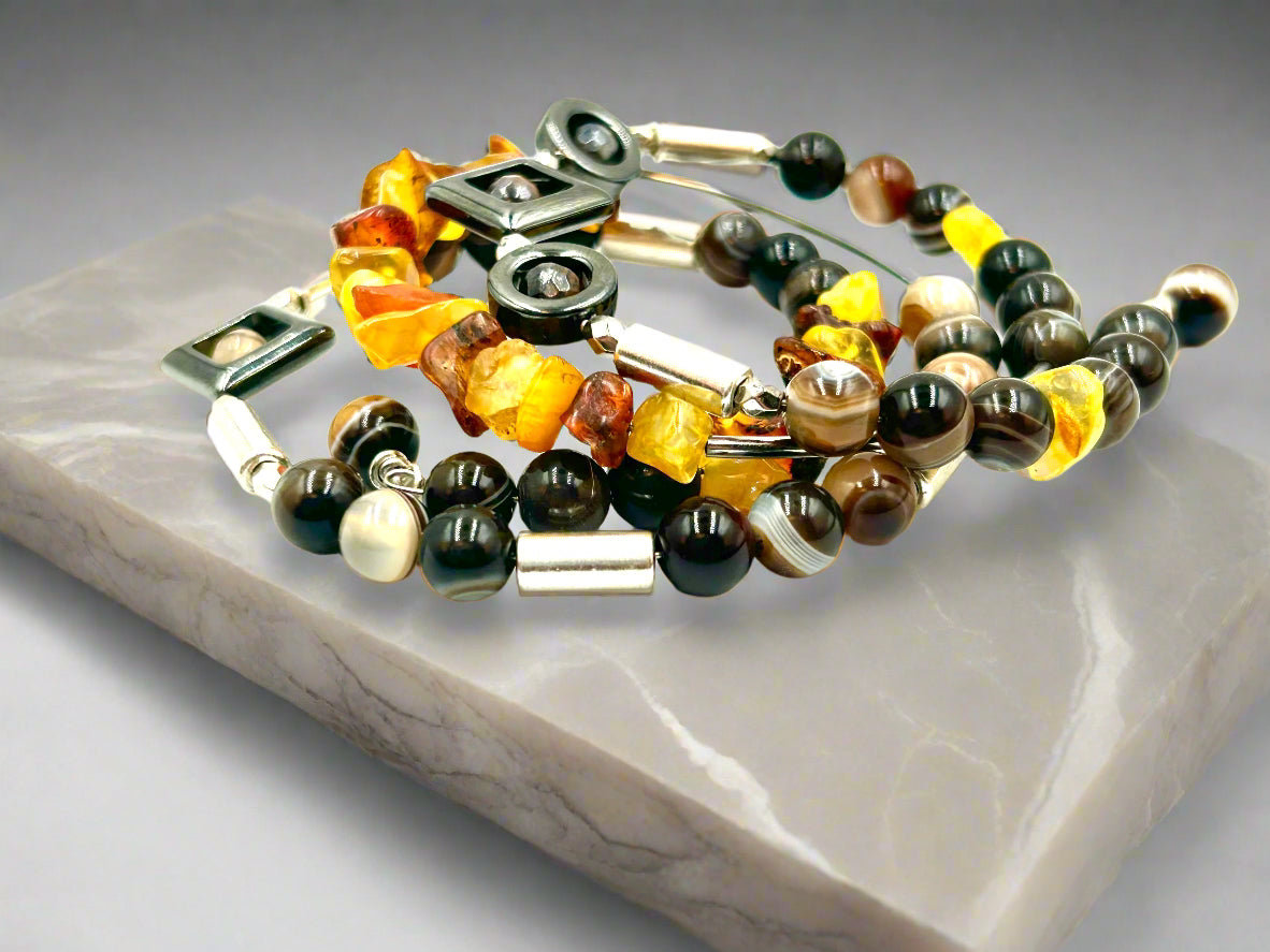 Abstract Amber - Memory Wrap Bracelet