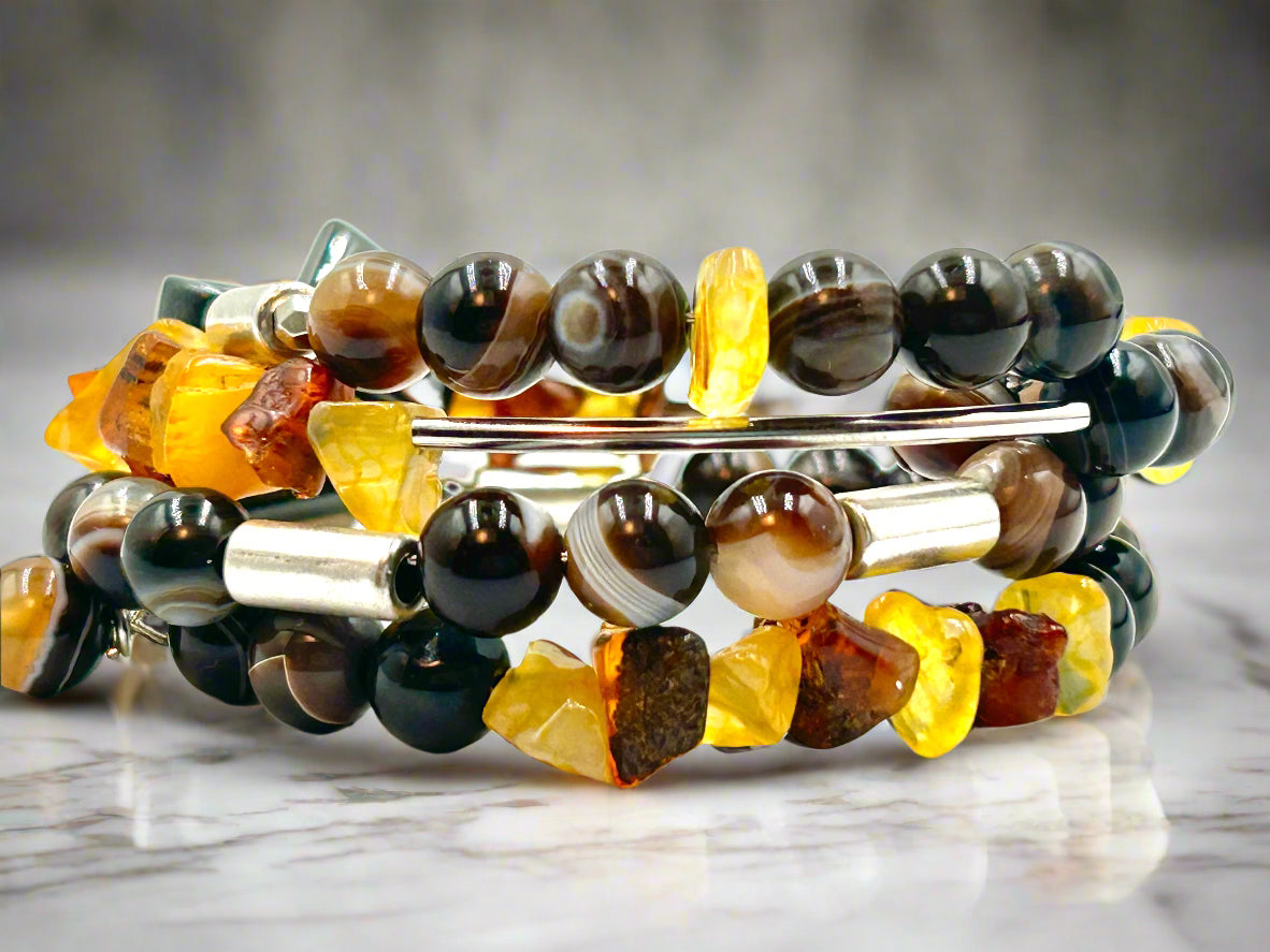 Abstract Amber - Memory Wrap Bracelet