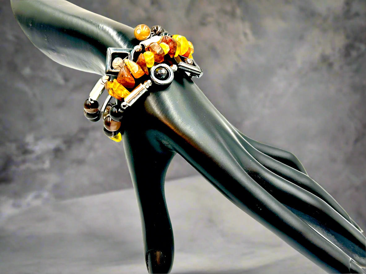 Abstract Amber - Memory Wrap Bracelet