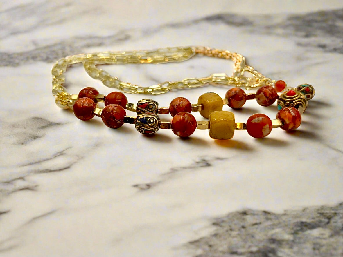 Sun-Kissed - Beaded Chain Necklace