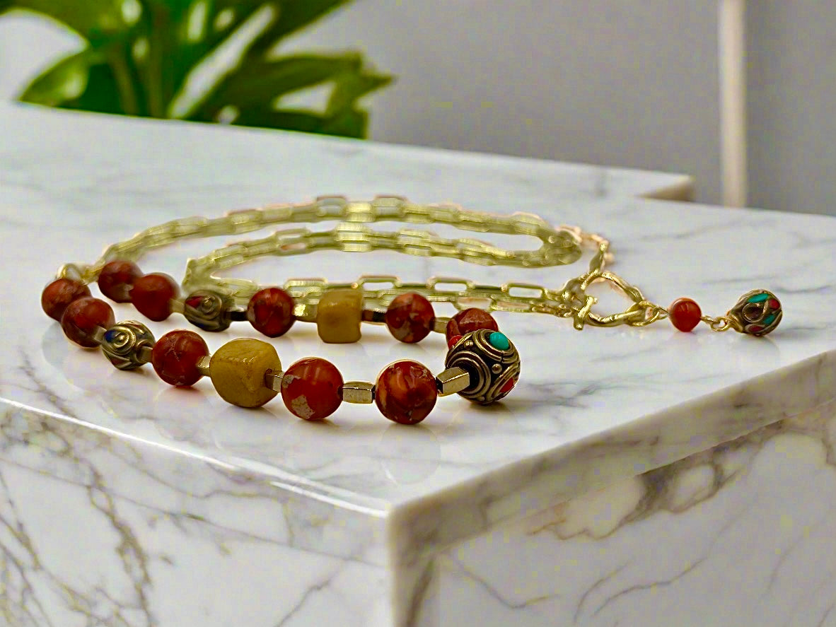 Sun-Kissed - Beaded Chain Necklace