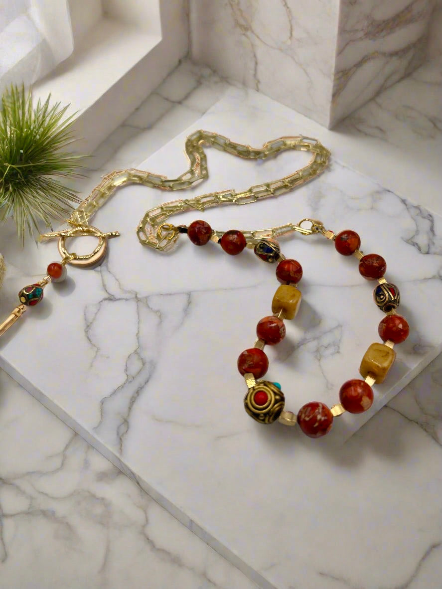 Sun-Kissed - Beaded Chain Necklace