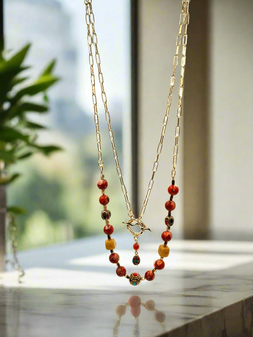Sun-Kissed - Beaded Chain Necklace