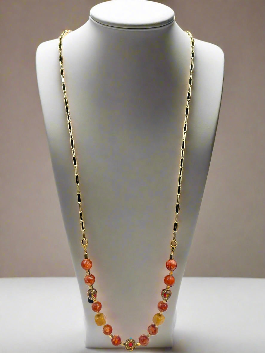 Sun-Kissed - Beaded Chain Necklace
