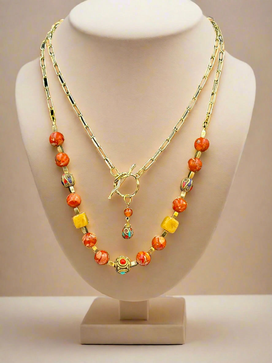 Sun-Kissed - Beaded Chain Necklace
