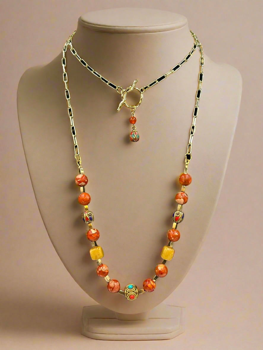 Sun-Kissed - Beaded Chain Necklace
