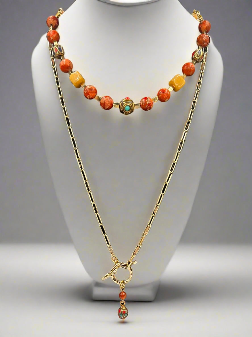 Sun-Kissed - Beaded Chain Necklace