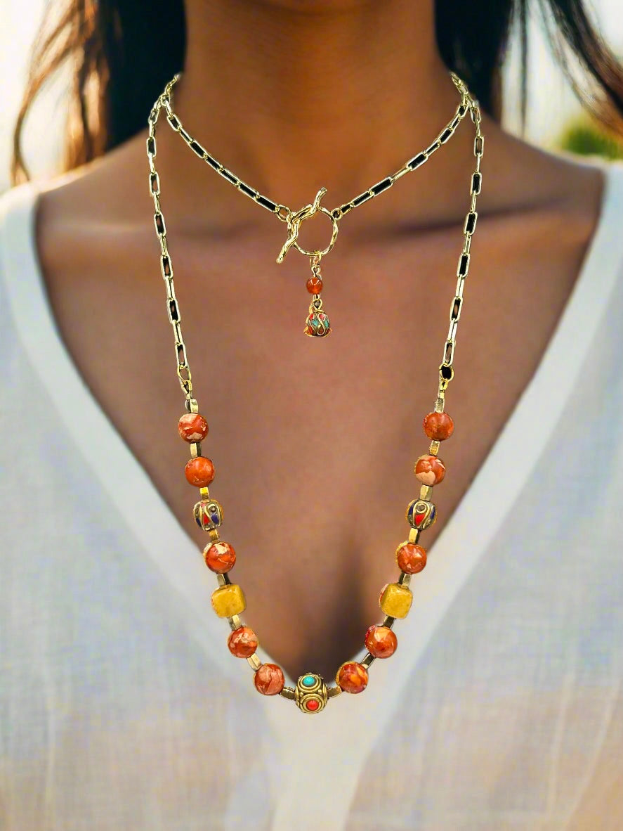 Sun-Kissed - Beaded Chain Necklace