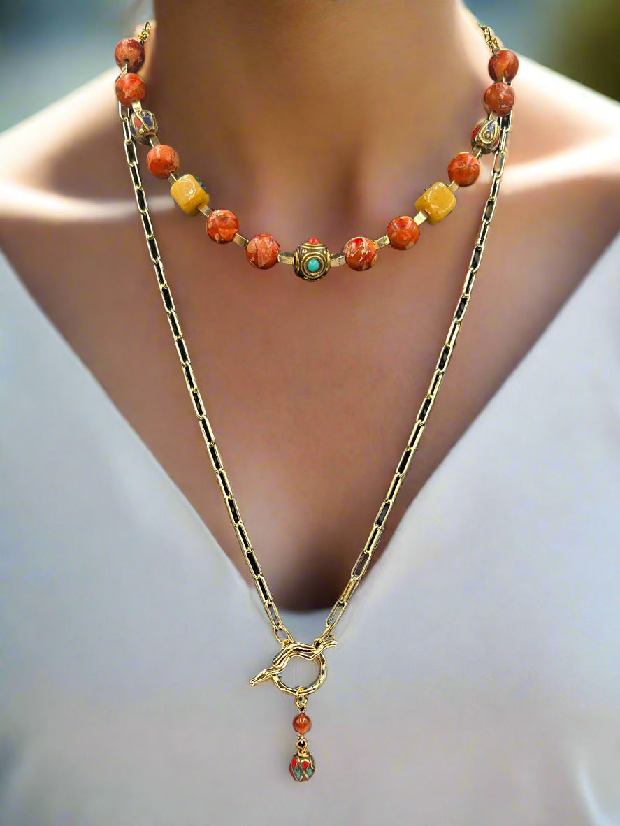 Sun-Kissed - Beaded Chain Necklace