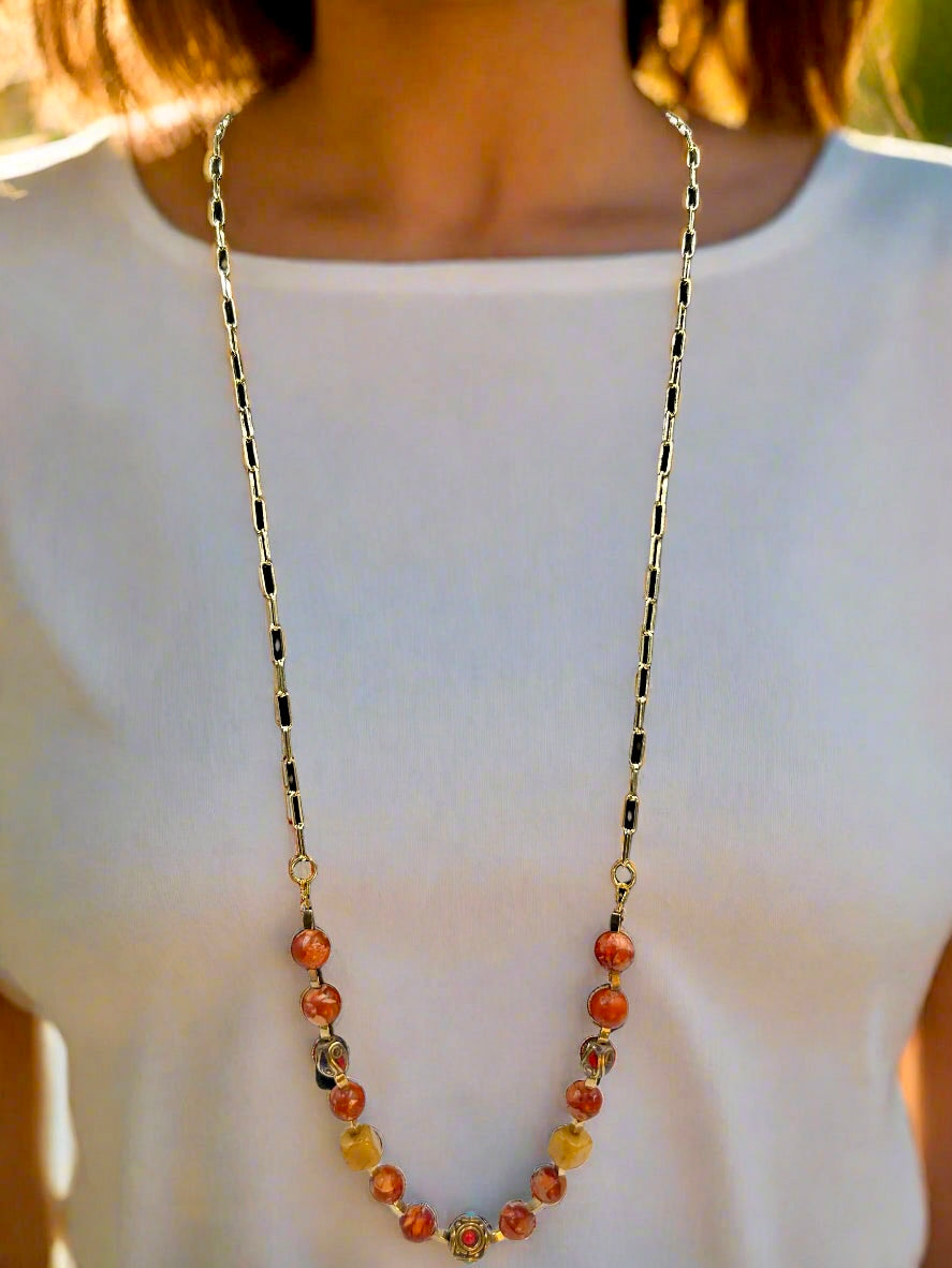 Sun-Kissed - Beaded Chain Necklace
