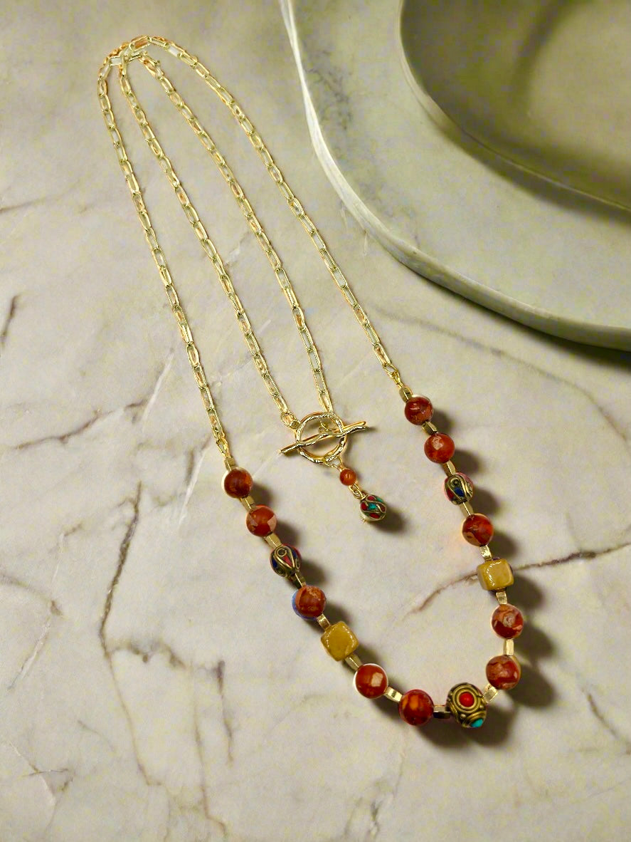 Sun-Kissed - Beaded Chain Necklace