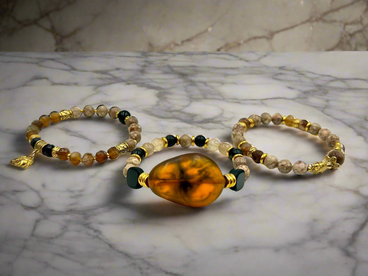 Cognac Sunrise - 3 Piece Bracelet Set