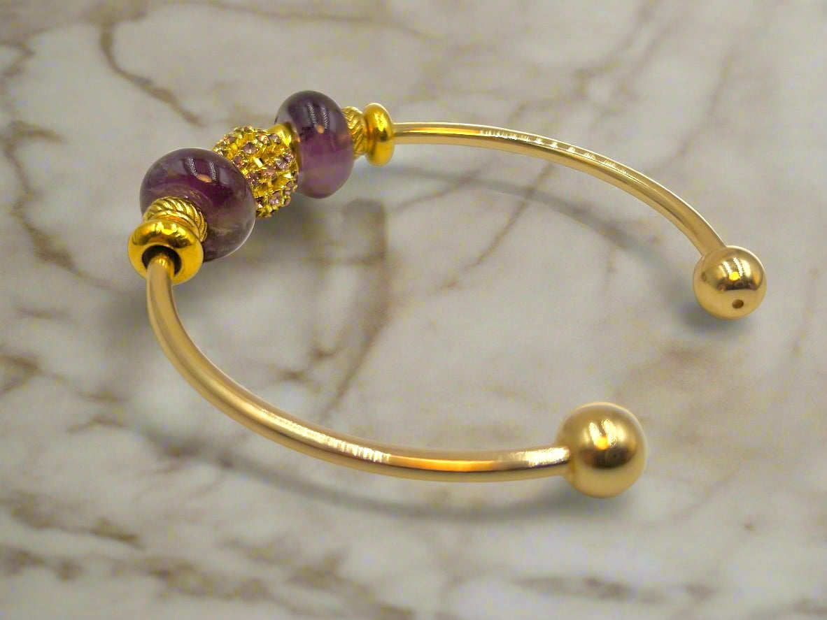 Amethyst Sparkle - Single Cuff Bangle