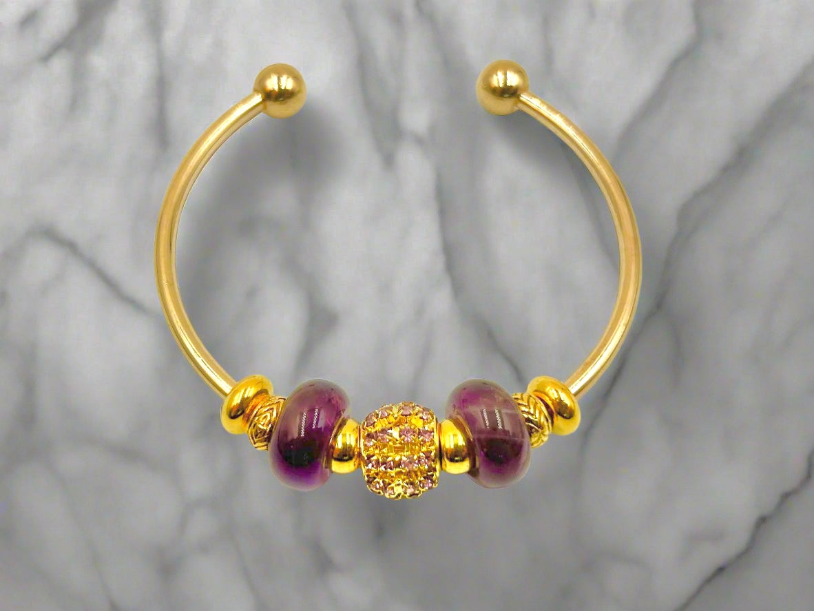 Amethyst Sparkle - Single Cuff Bangle