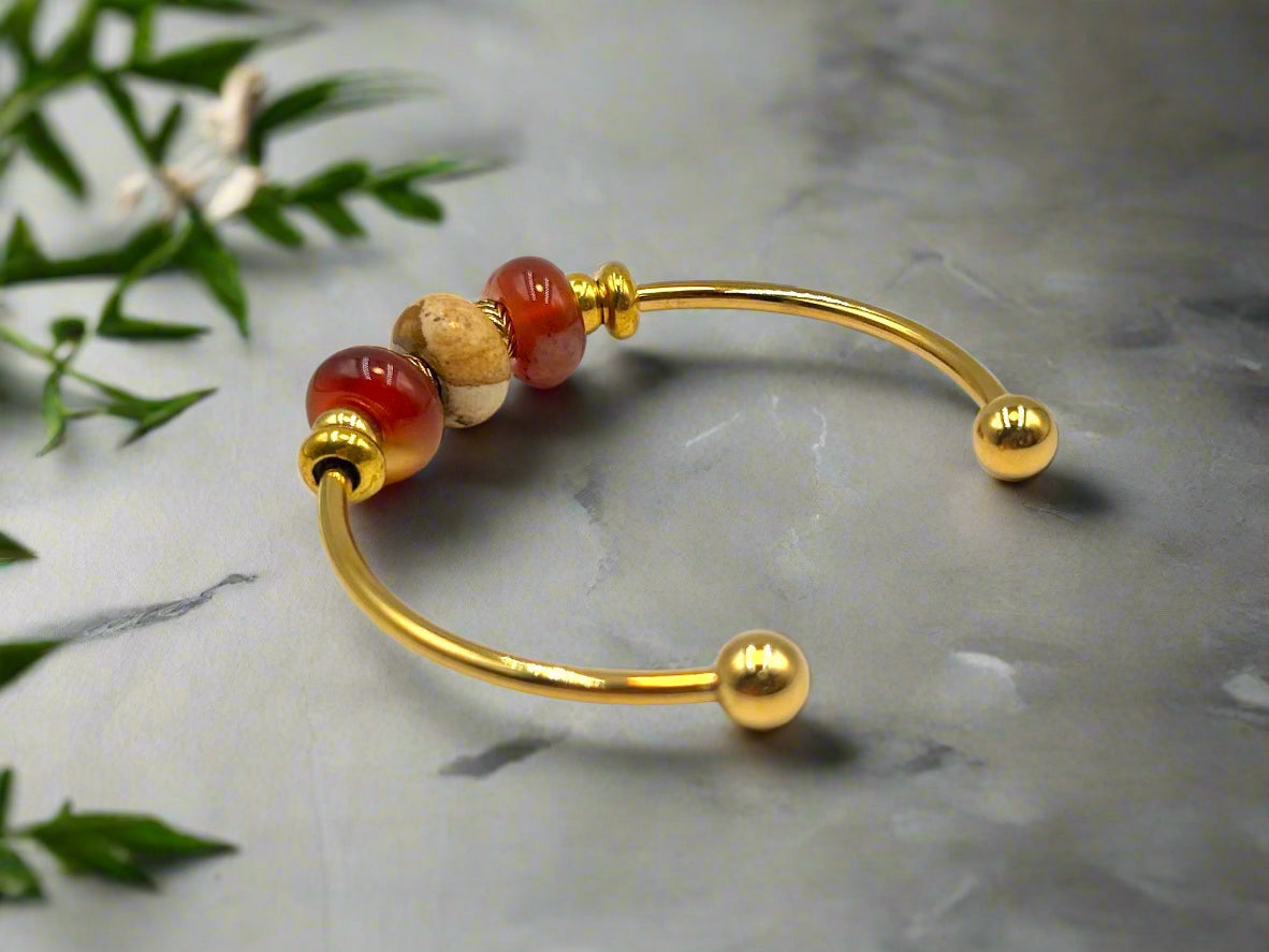 Carnelian Motif - Single Cuff Bangle
