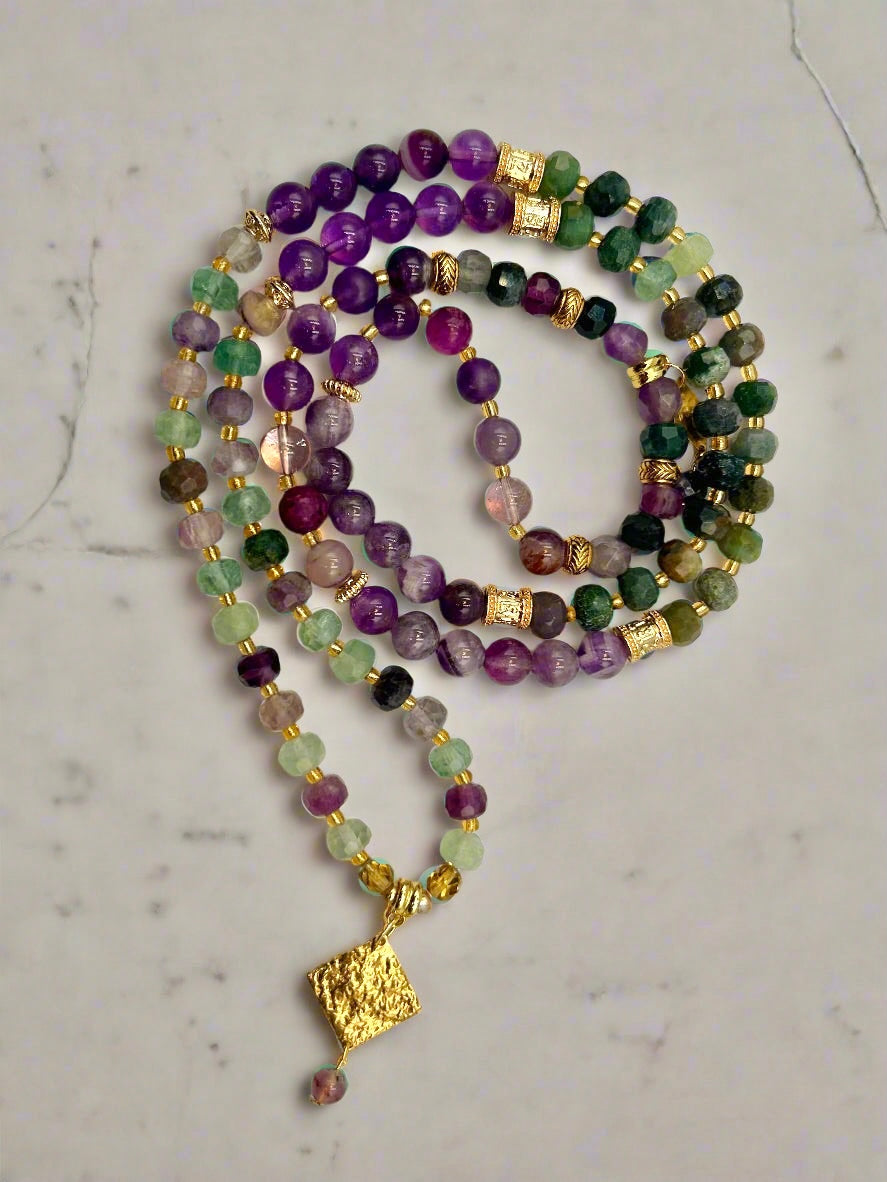 Amethyst Dewdrop - 3-Way Necklace & Bracelet