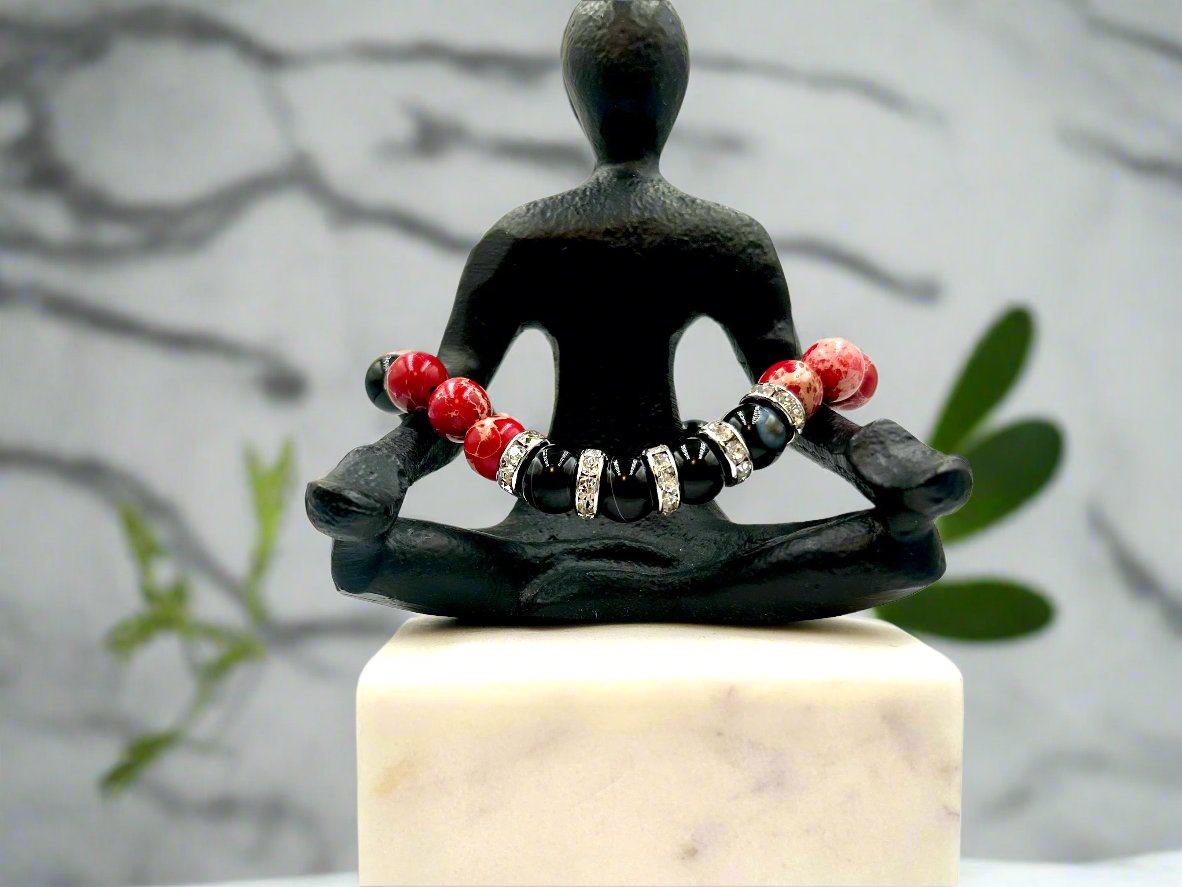 Dalmatian & Jade - Single Strand Bracelet