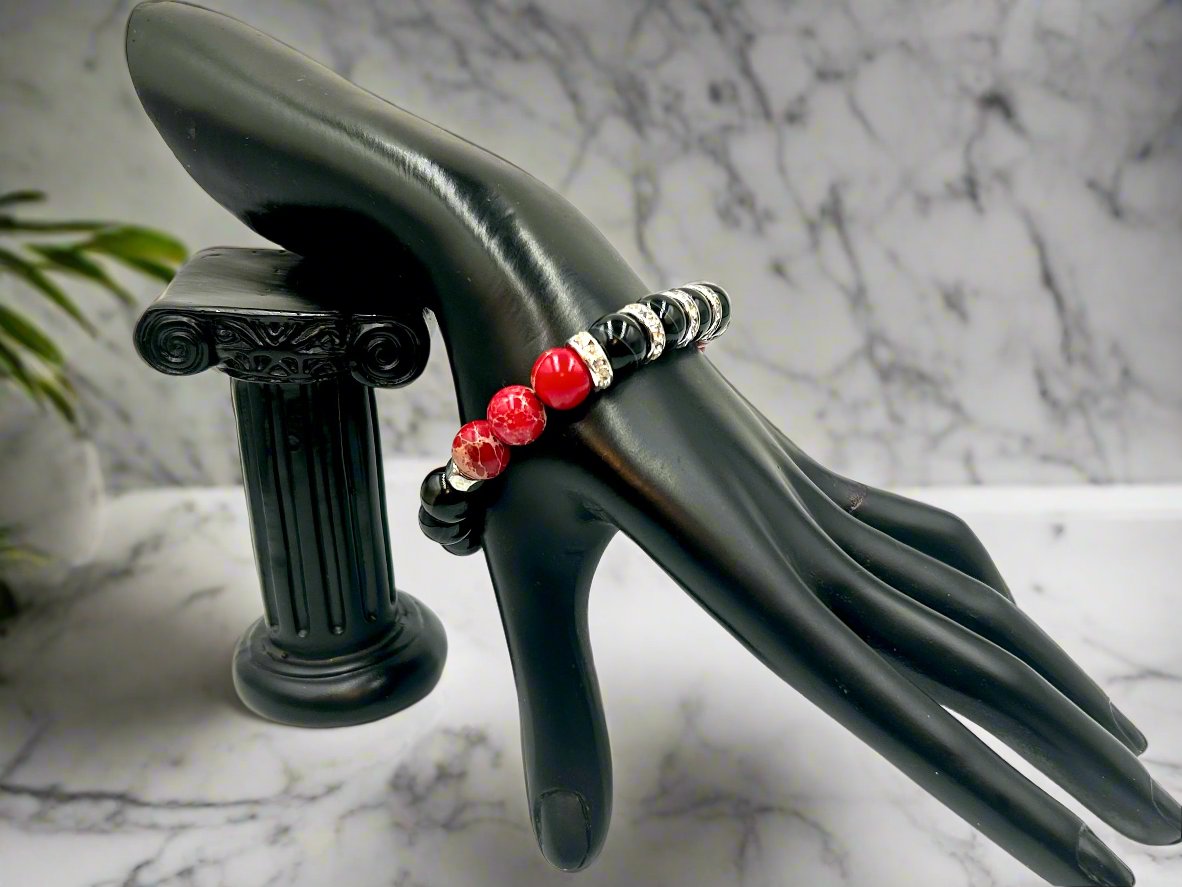 Dalmatian & Jade - Single Strand Bracelet