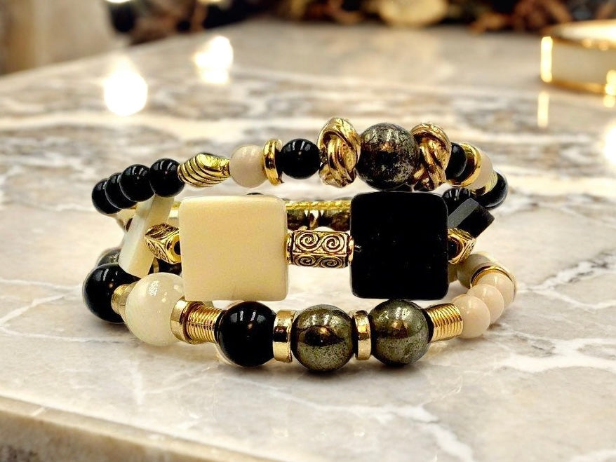 Ebony & Ivory - 3 Piece Bracelet Set