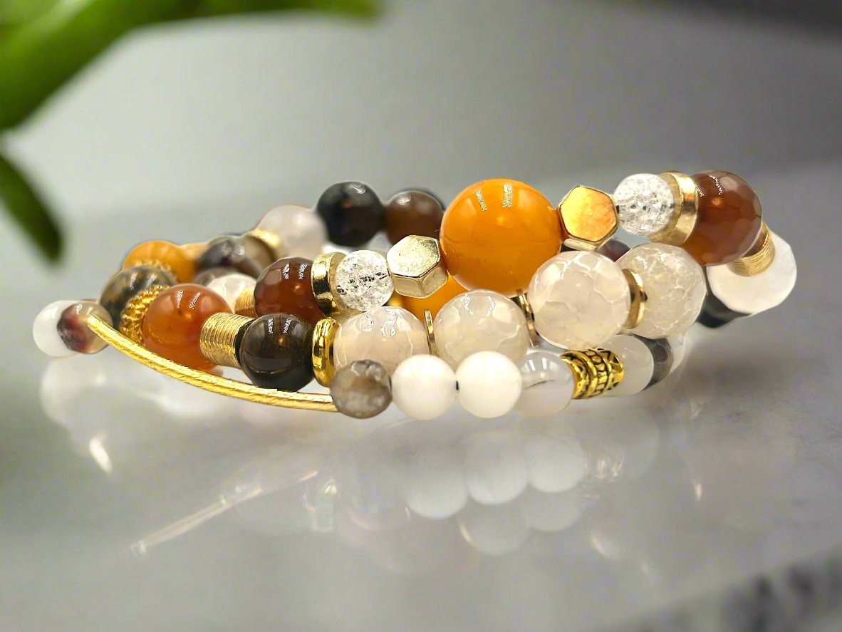 Amber on Ice - 3 Piece Bracelet Set