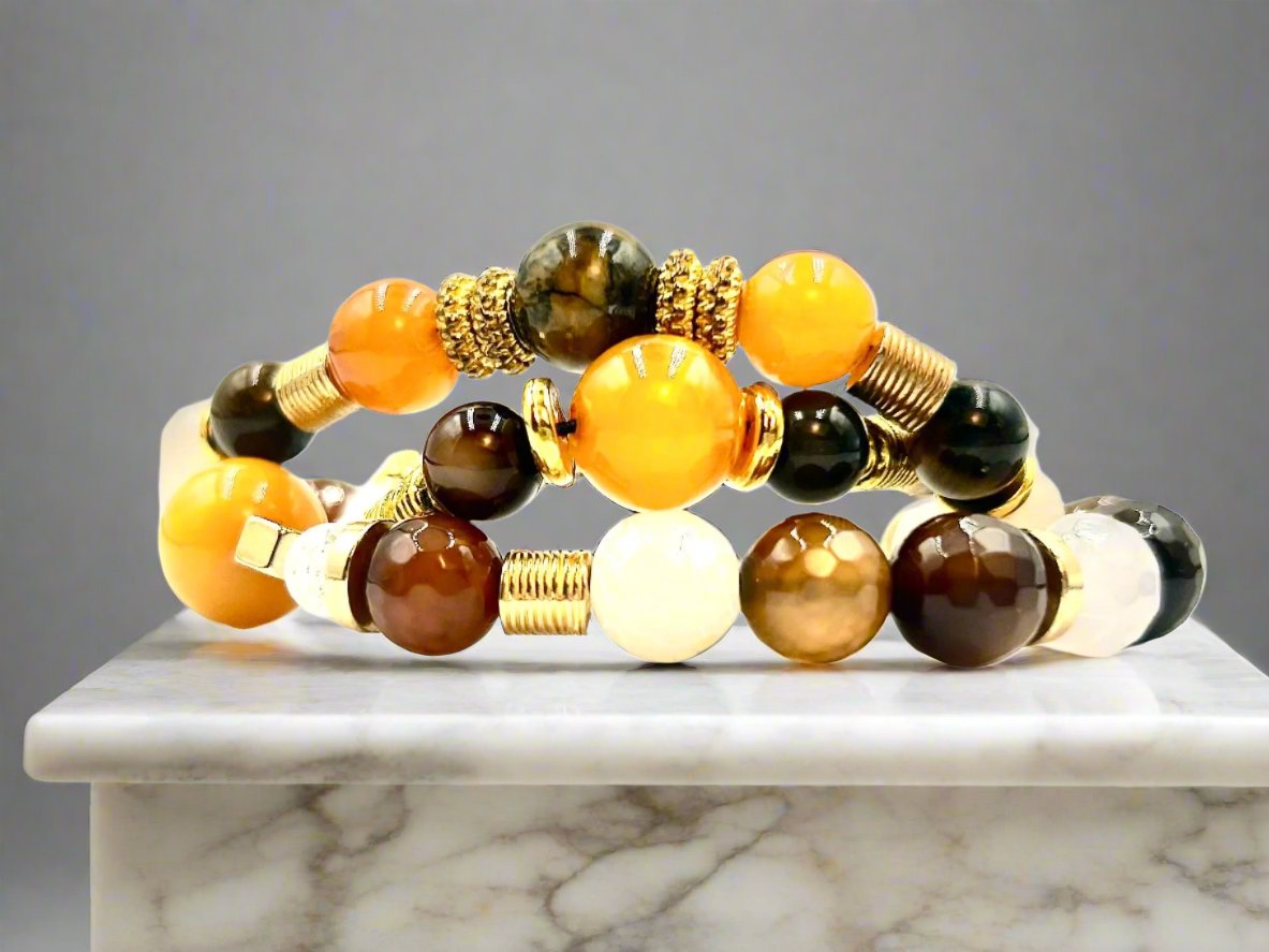 Amber on Ice - 3 Piece Bracelet Set
