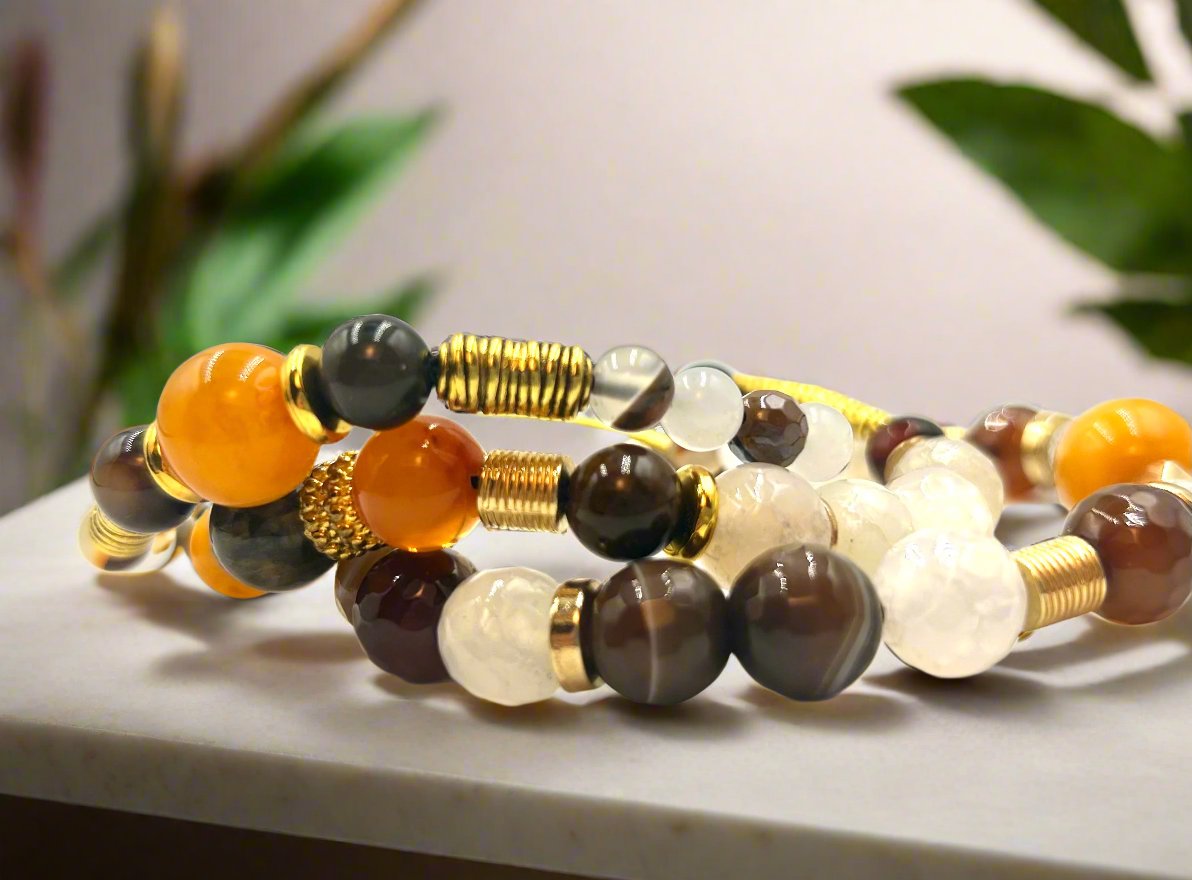 Amber on Ice - 3 Piece Bracelet Set