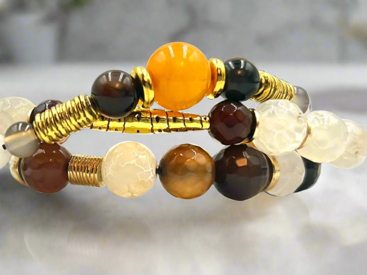 Amber on Ice - 3 Piece Bracelet Set