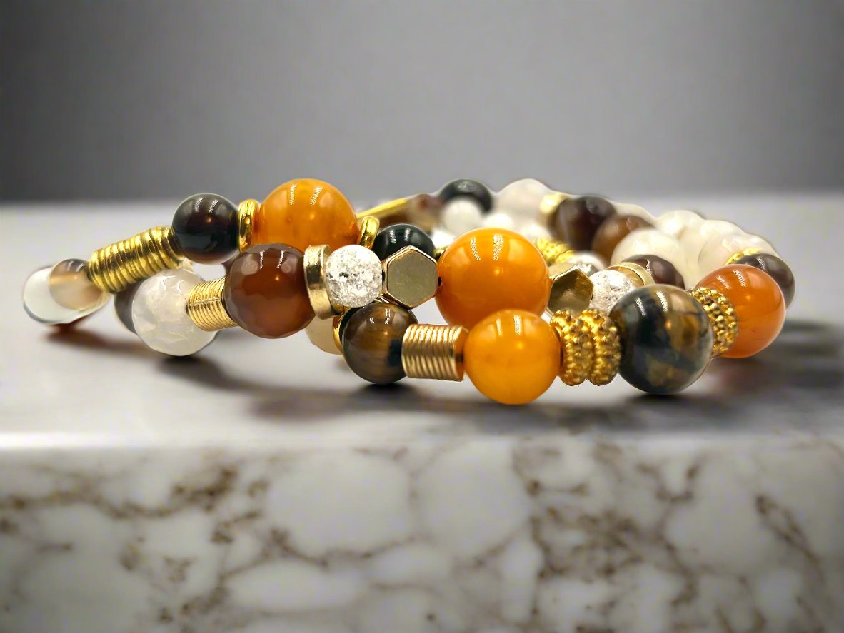 Amber on Ice - 3 Piece Bracelet Set