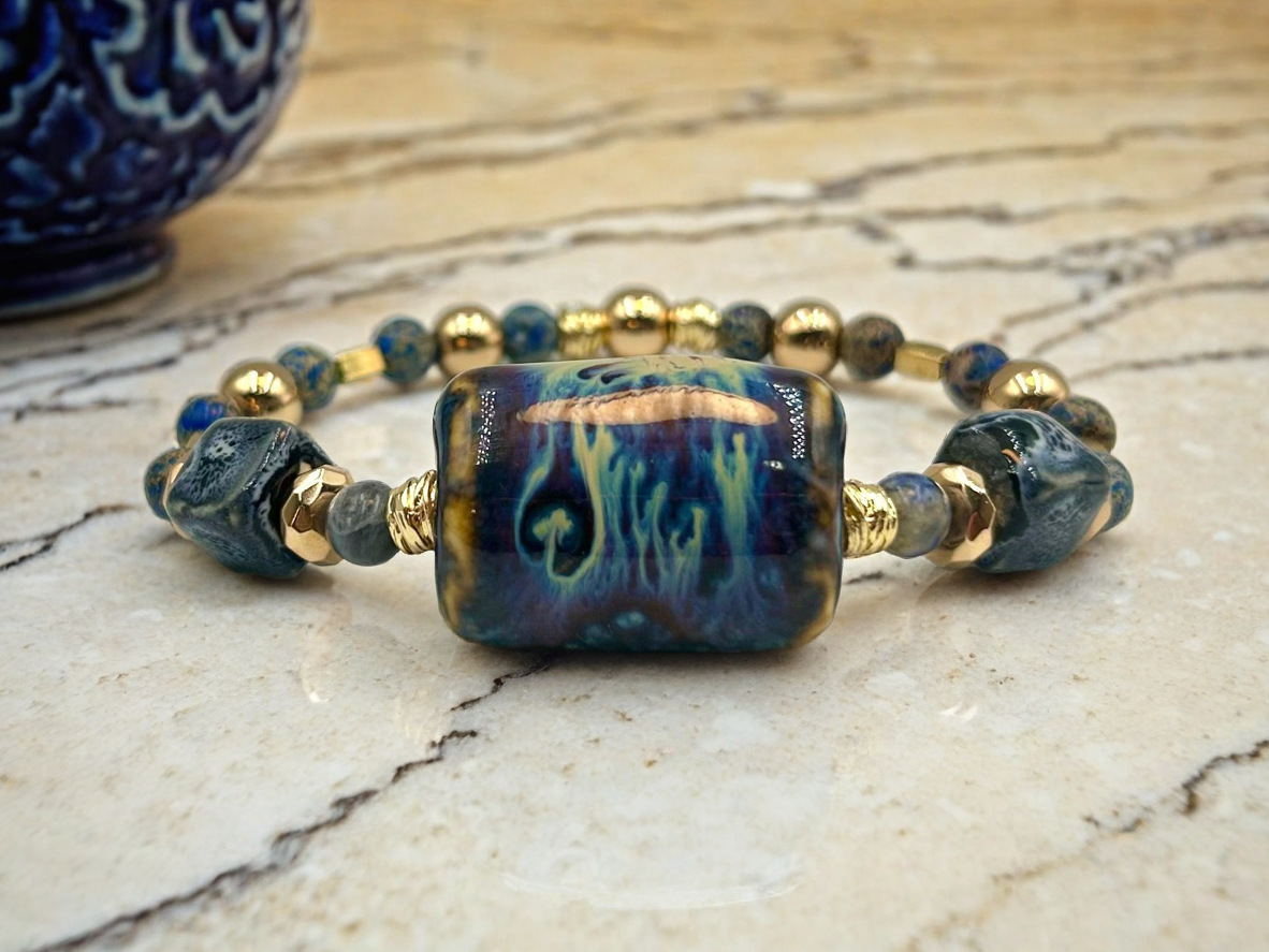 Blue Willow - Single Cuff Bangle