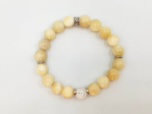 Pale Yellow Jade - Single Strand Bracelet