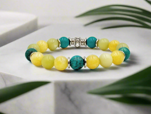 Turquoise & Lemon - Single Strand Bracelet