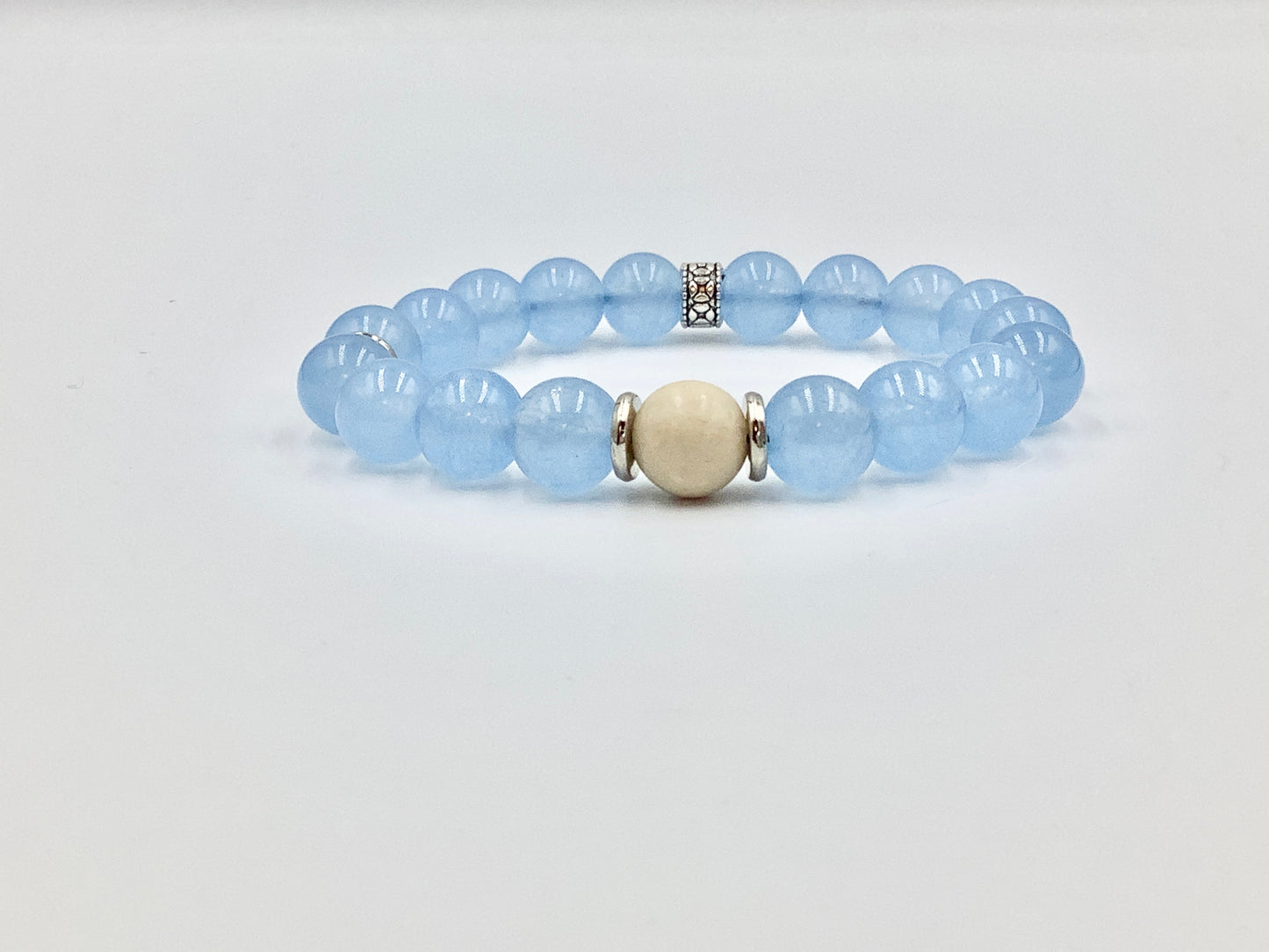 Powder Blue Jade - Single Strand Bracelet