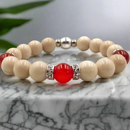 Fossil & Crimson - Single Strand Bracelet